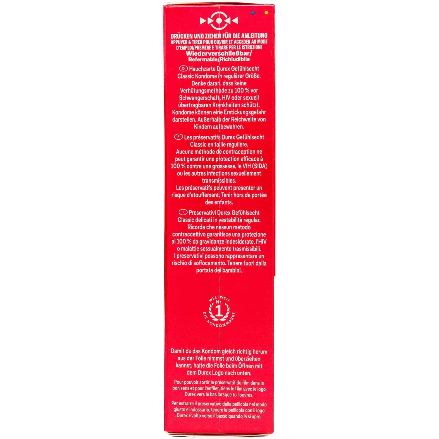 Durex Gefühlsecht Classic Condoms 10pcs, with Reservoir, Ø 56mm, 195mm