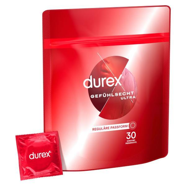 Durex Gefühlsecht Ultra, Condoms 30pcs, with Reservoir, Ultra Thin, Ø 54 mm