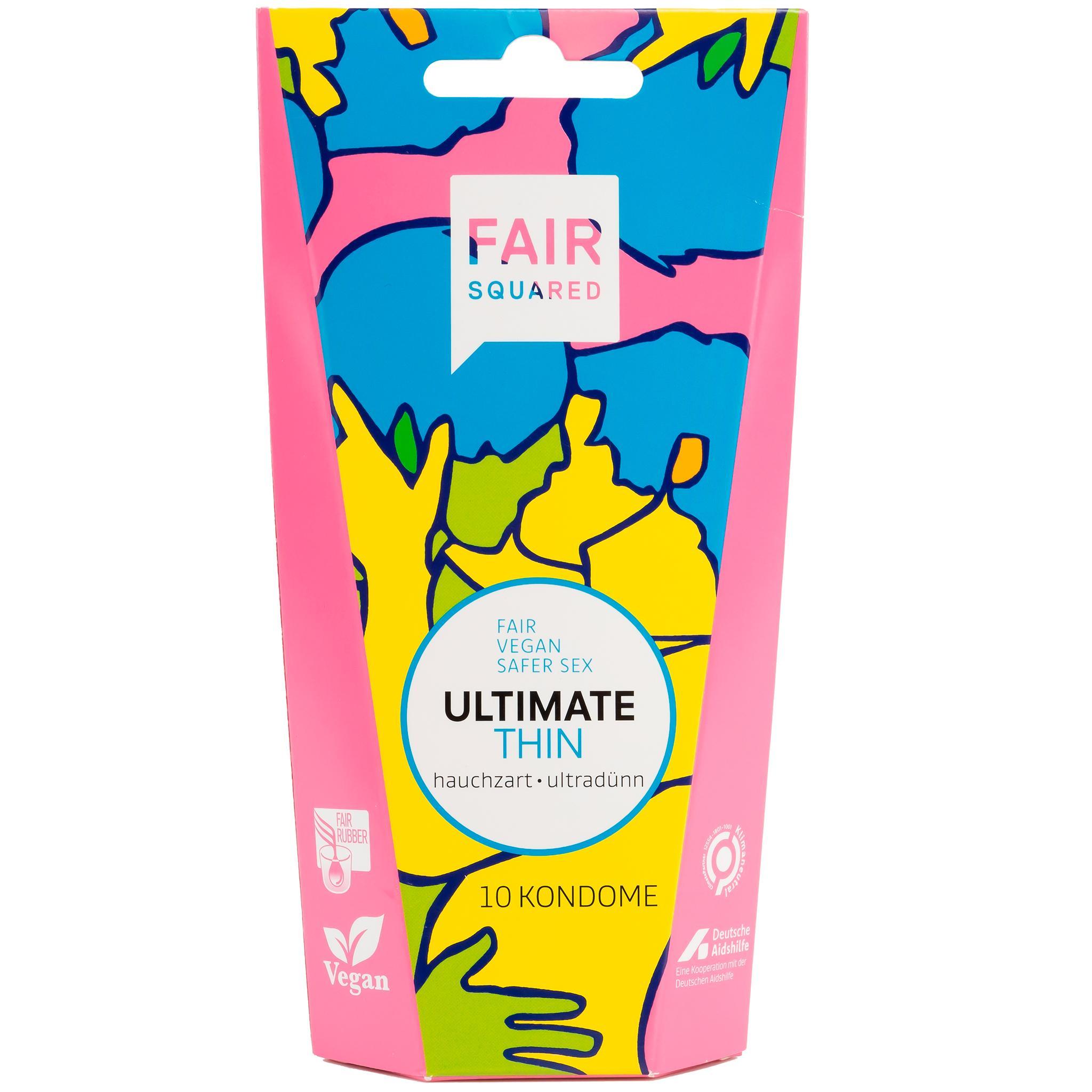 FAIR Squared Ultimate Thin Condoms, Vegan &amp  Fair Trade, 18cm, 10 pcs