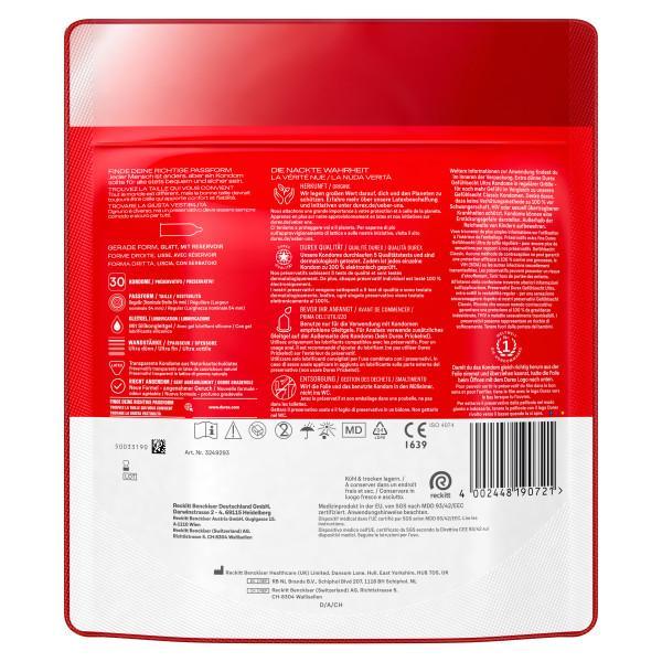 Durex Gefühlsecht Ultra, Condoms 30pcs, with Reservoir, Ultra Thin, Ø 54 mm