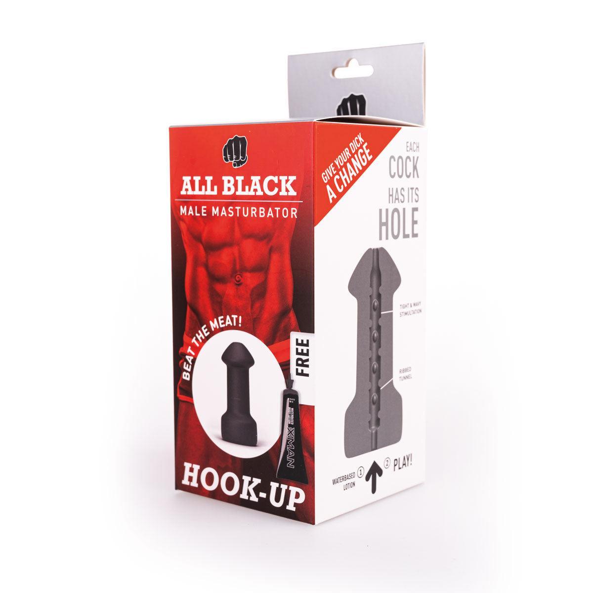 All Black Hook-Up Masturbator, 17 cm