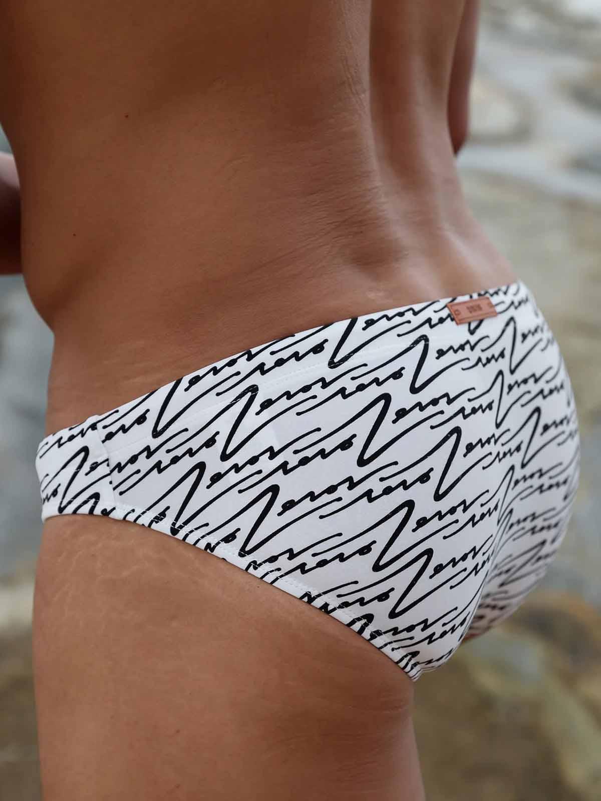 2Eros V20 Signature Print Swim Brief B&W - Size: XL