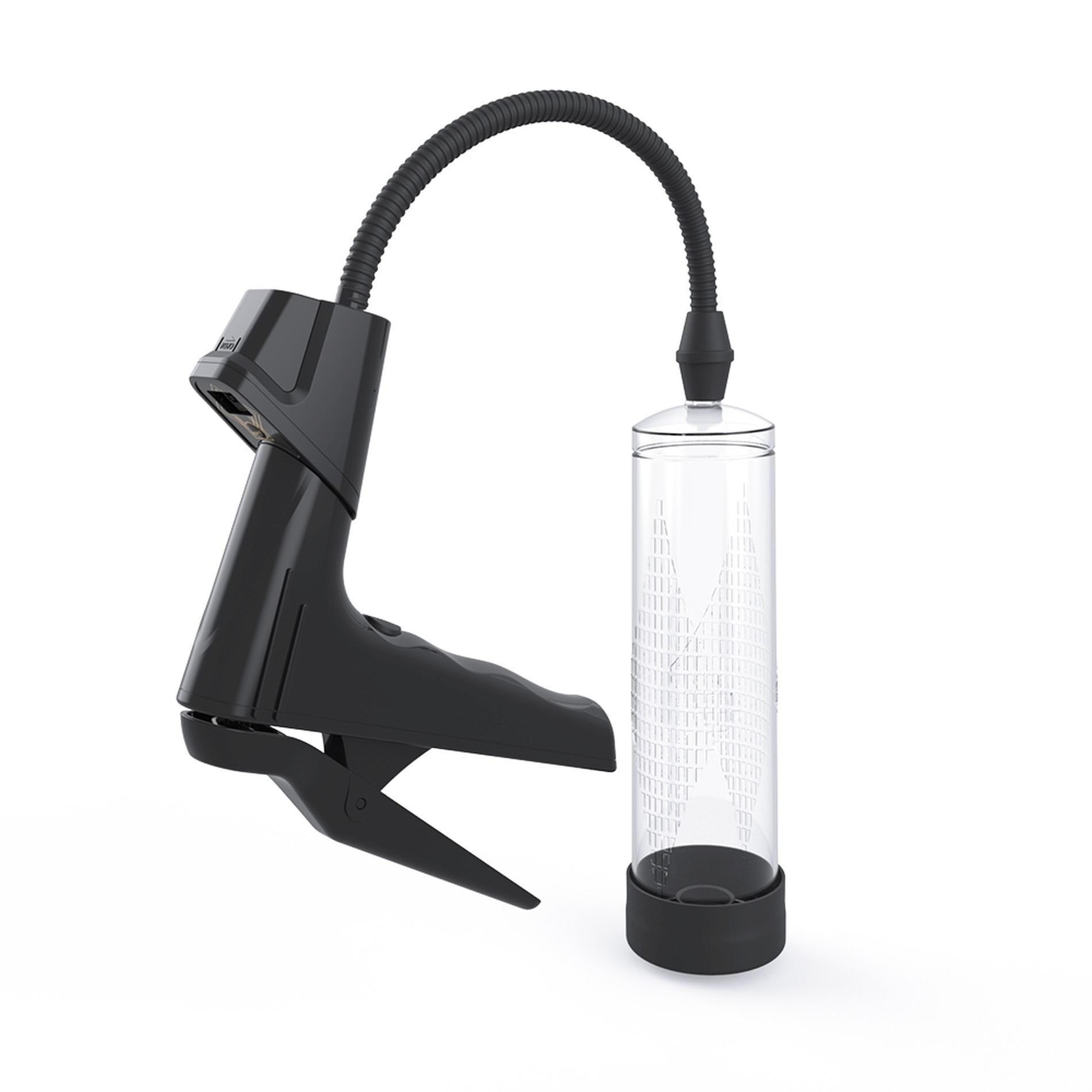 Manual Penis Pump with digital display, Black & Clear