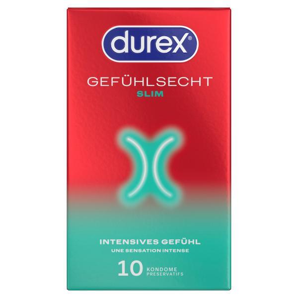 Durex Gefühlsecht Slim Fit Condoms 10 pcs, with Reservoir, Ø 52,5mm, 180mm