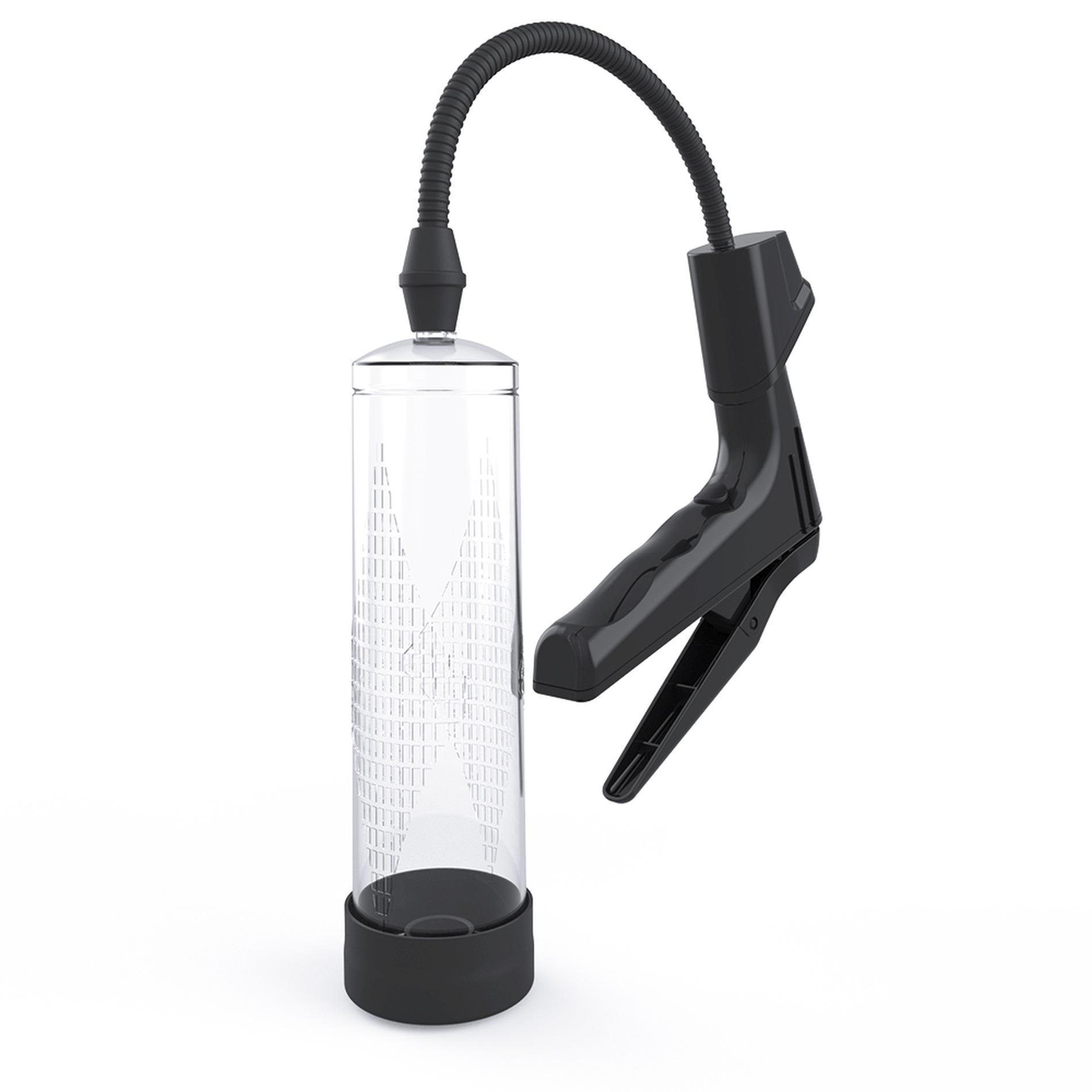 Manual Penis Pump with digital display, Black & Clear