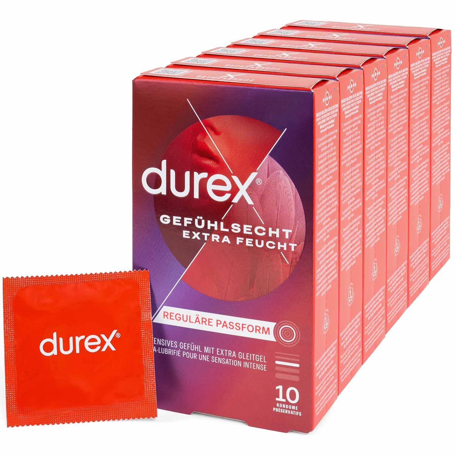 Durex Gefühlsecht Extra Feucht Condoms 10pcs, with Reservoir, Extra Lubrication, Ø 56mm, 195mm