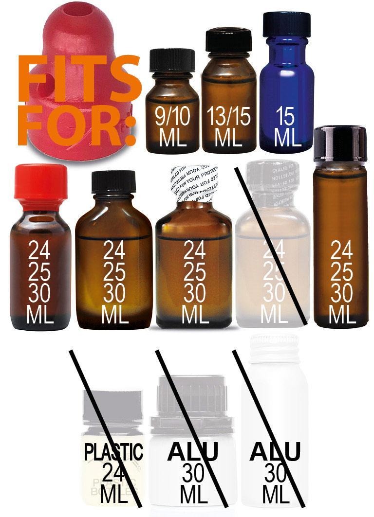 XTRM Small Solo, Poppers Inhaler for Most Bottles, Ø 2 cm Red (Bulk)