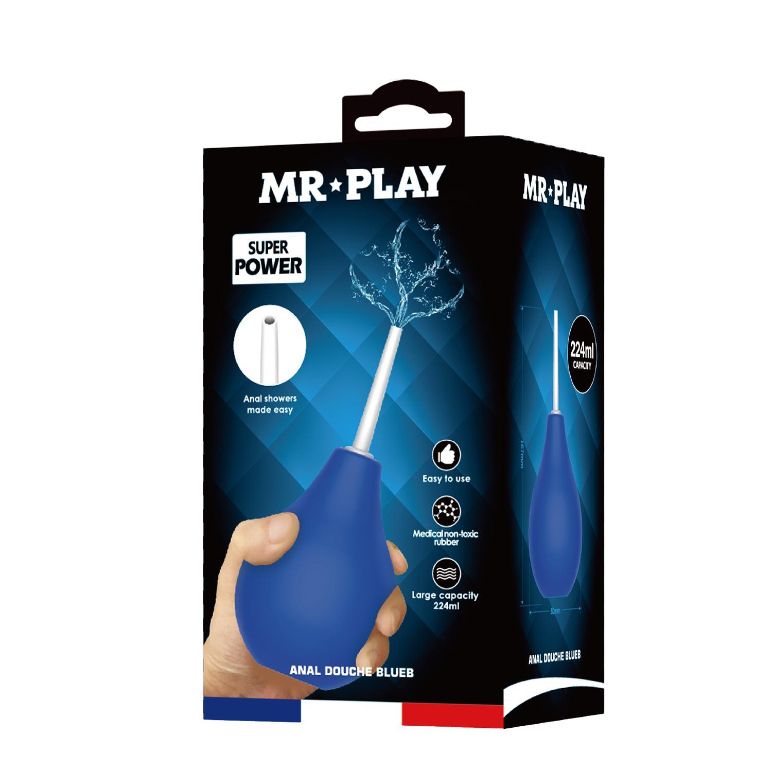 MR PLAY - Anal Douche Enema Cleaner, the nozzle length: 75mm, capacity: 224ml, Color: blue&White